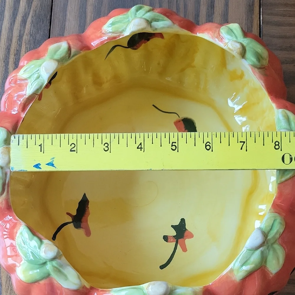 Certified International Pumpkin Faces Bowl - Orange and Green